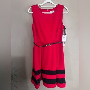 Calvin Klein Red and Black Dress